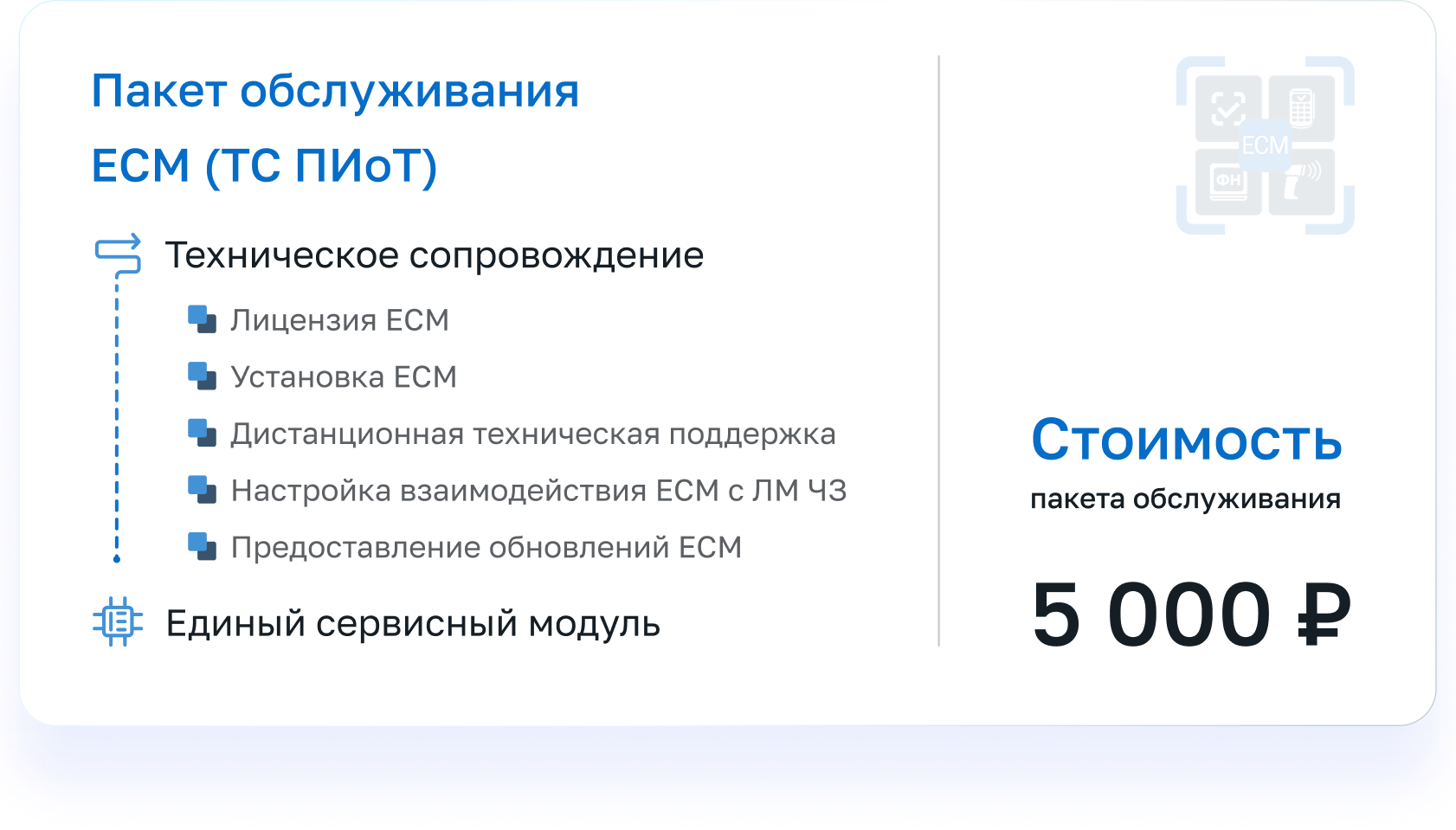 Пакет обслуживания ЕСМ (ТС ПиоТ) — стоимость 5 000 ₽