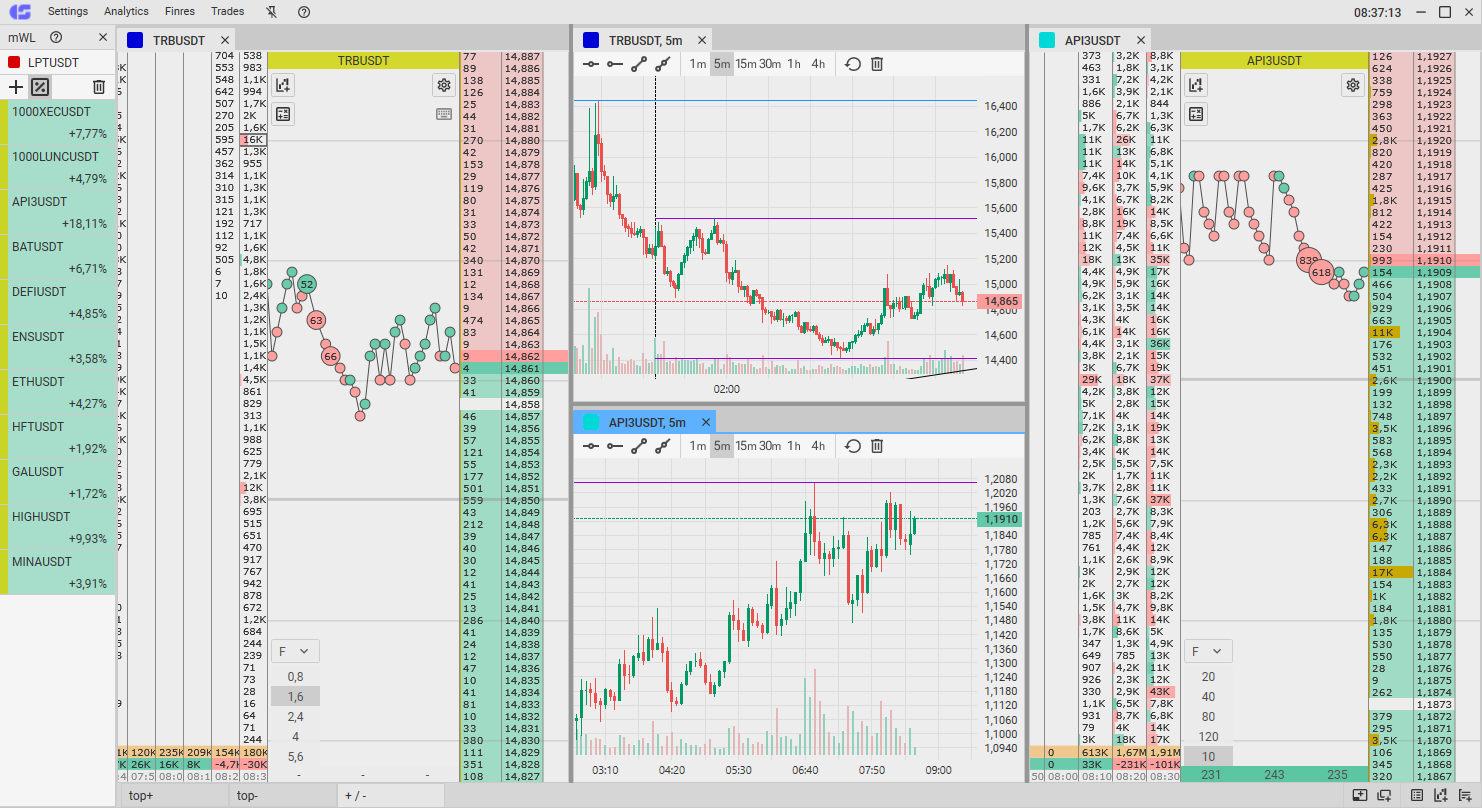 Binance connected to CScalp trading terminal