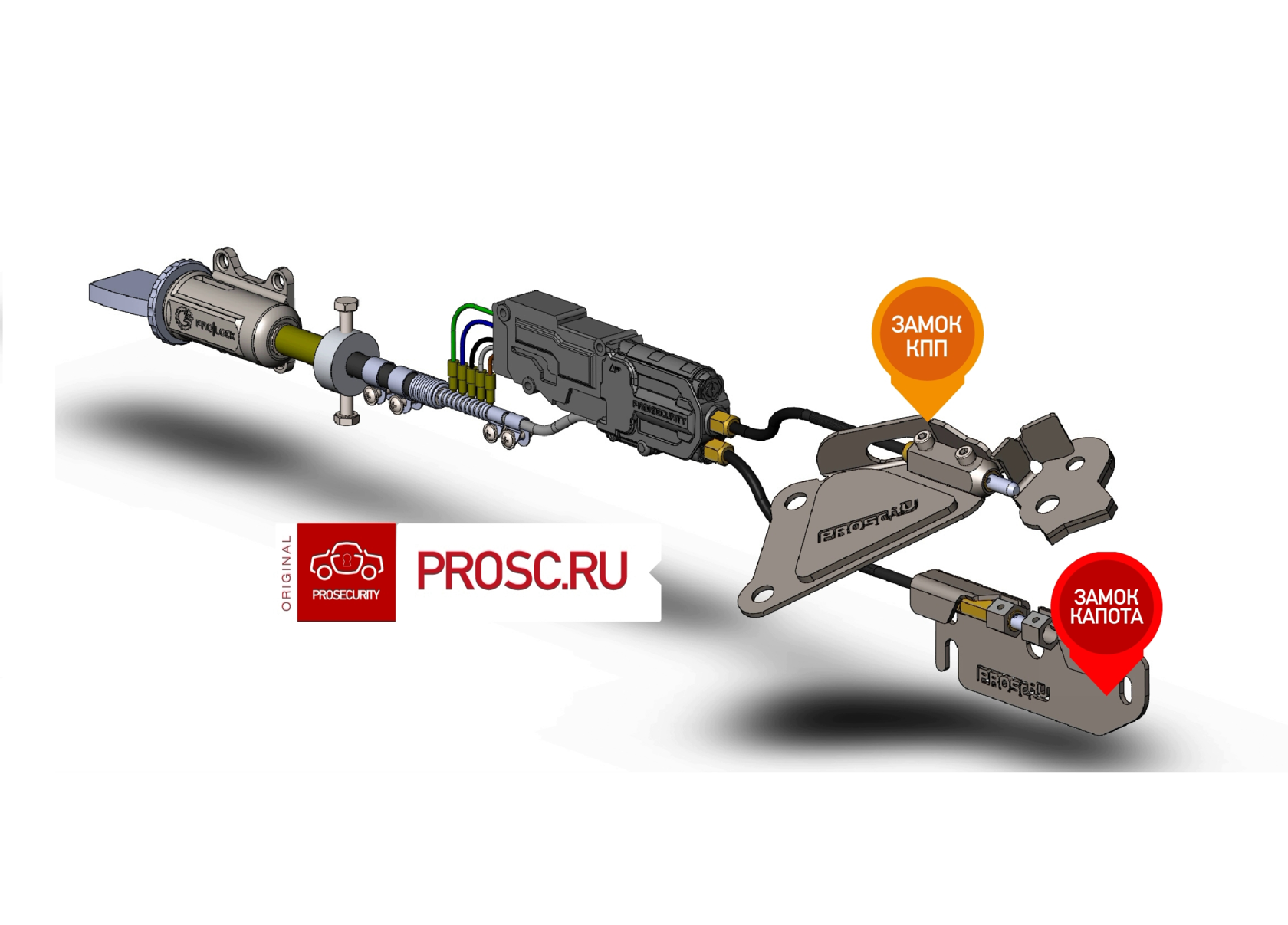 Защита от угона: Гибридный замок КАПОТА и КПП PROSECURITY серия DIRECT