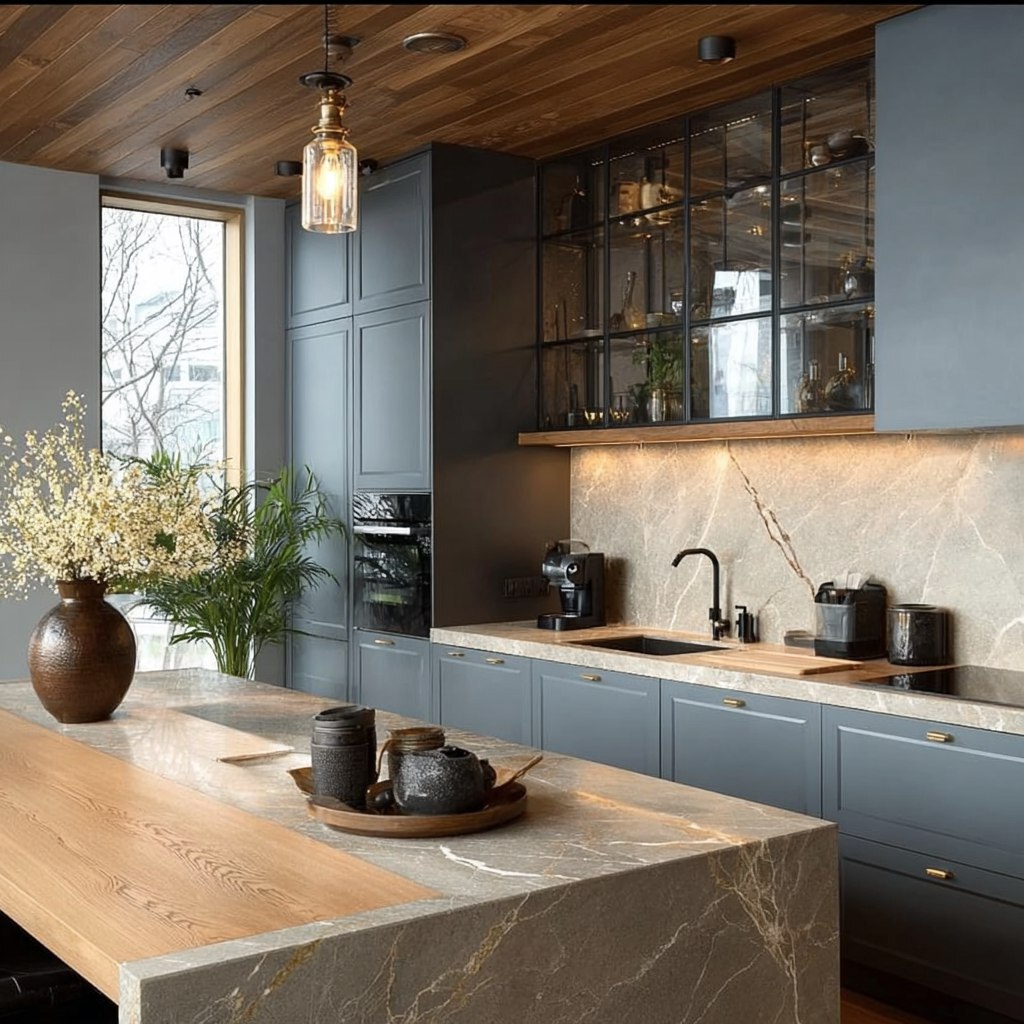 Готовые палитры для кухни с сочетанием фасадов, столешницы и фартука