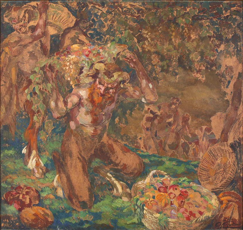  Сбор винограда. Эскиз панно с фавнами и кентаврами. 1915 