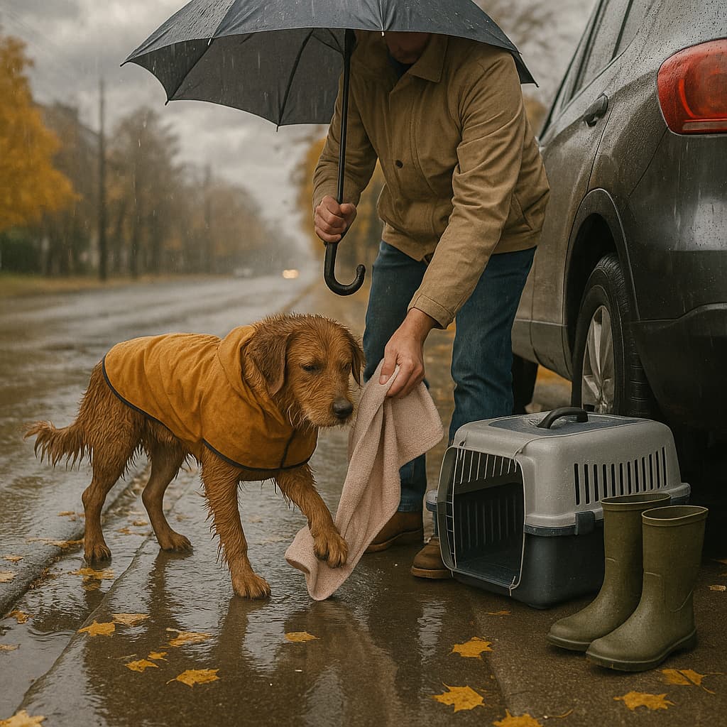 Безопасность питомца в дождливую погоду: прогулки и поездки