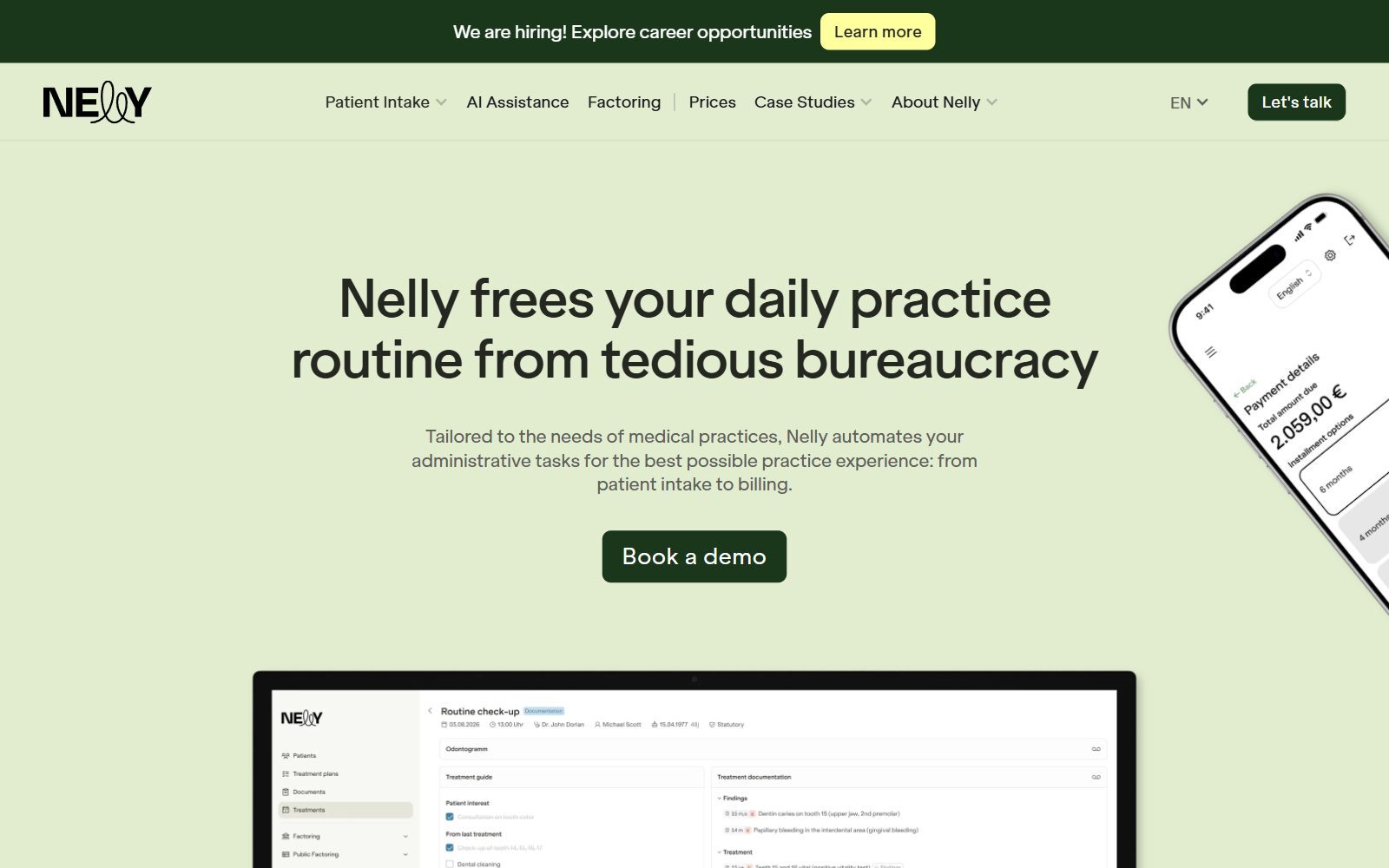 Nelly homepage screenshot (October 2026)