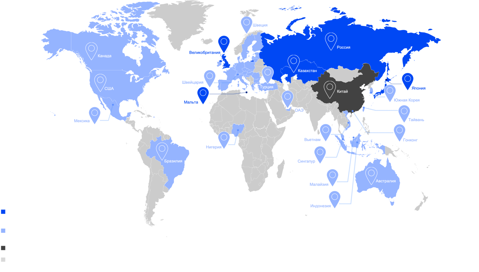 Карта по странам.