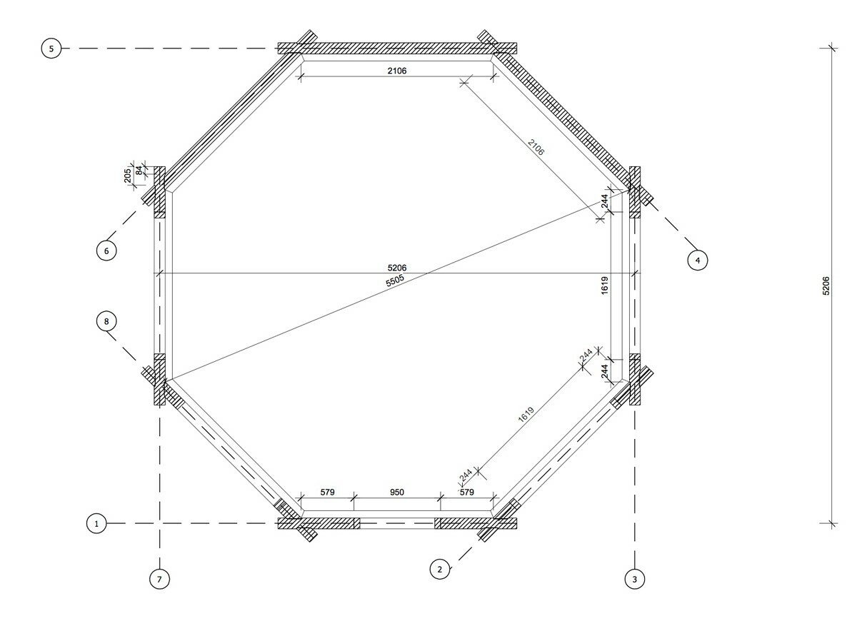 Беседка восьмигранная чертеж