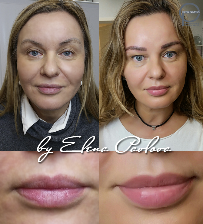 Естественный макияж до и после перманентный губ цвет фото