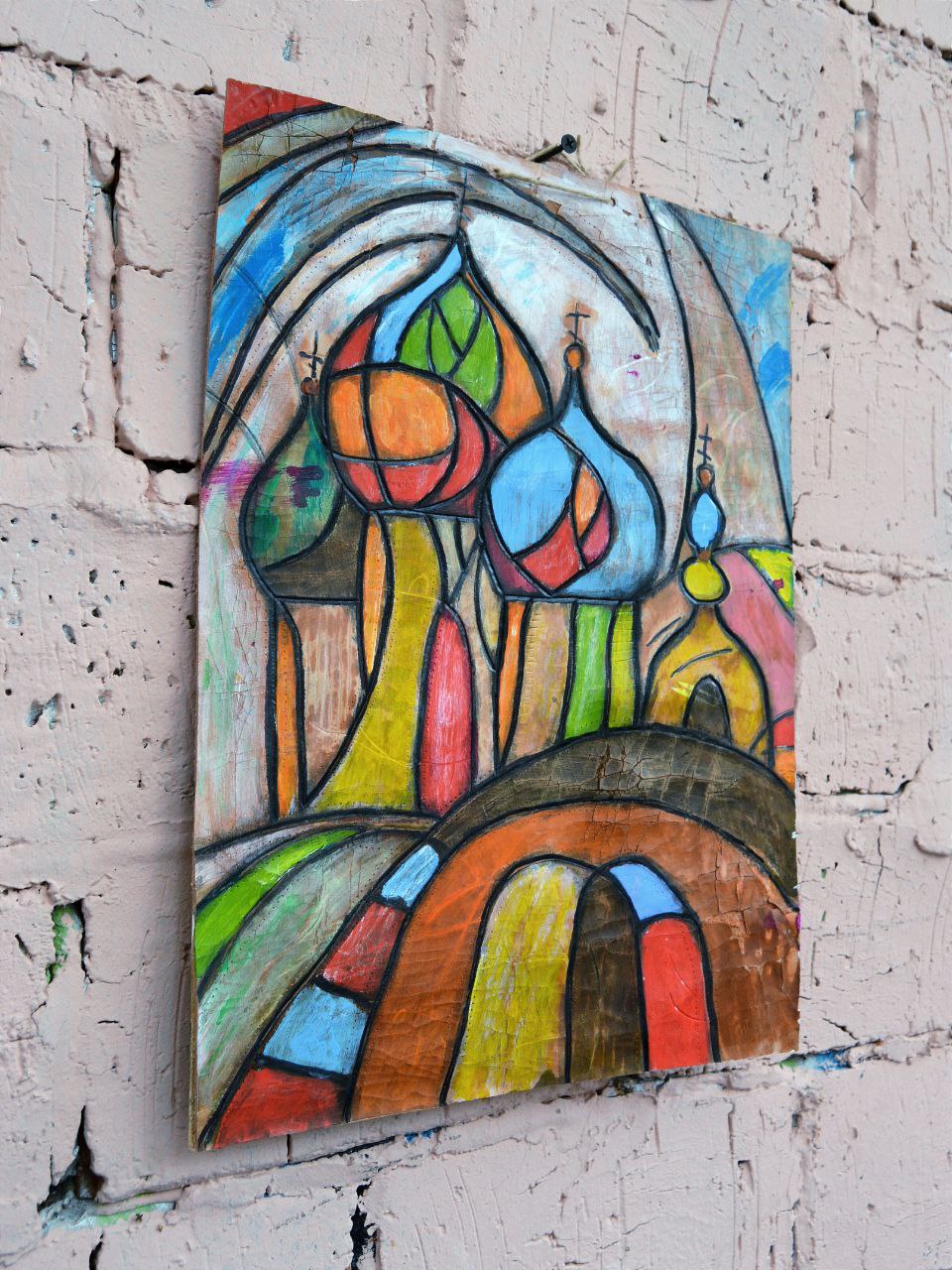 Скульптура настенная из фактурной кожи А.МузылевЪ &quot;Двуликий Дзен Гранж 1&quot;