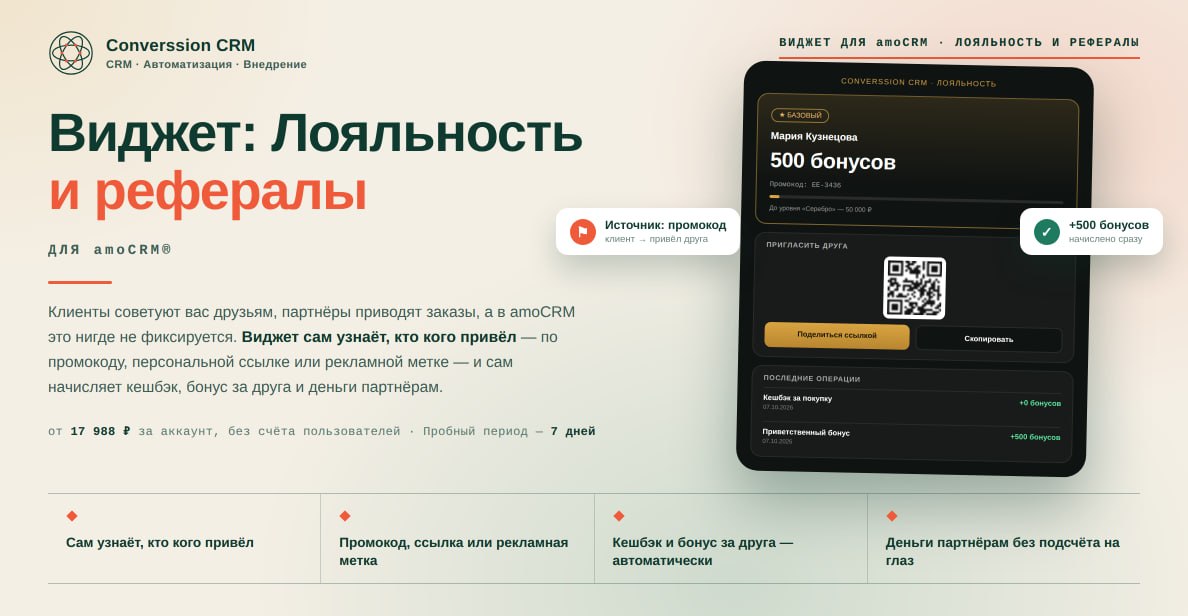 Виджет «Лояльность и рефералы»