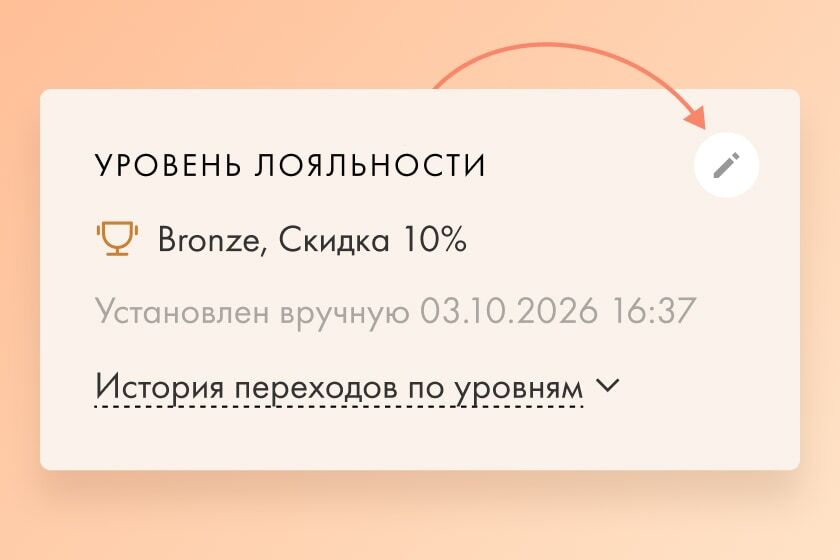 Редактирование уровня участника