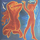 картина мама и дочка на море