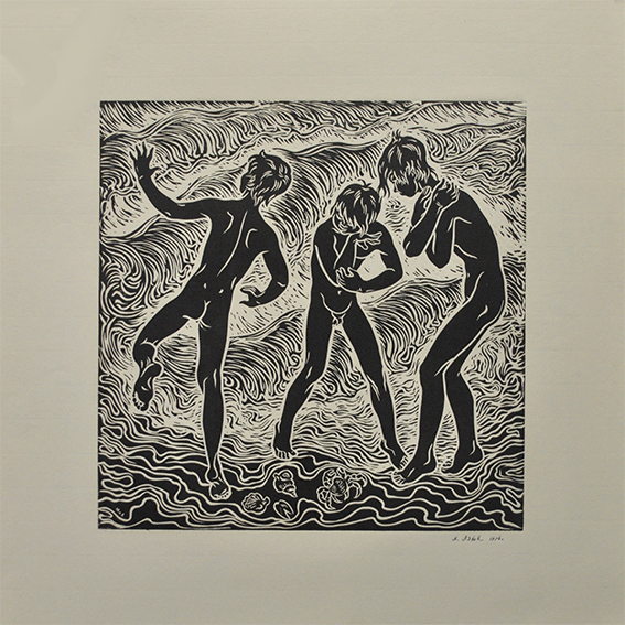 engraving linocut Nude
