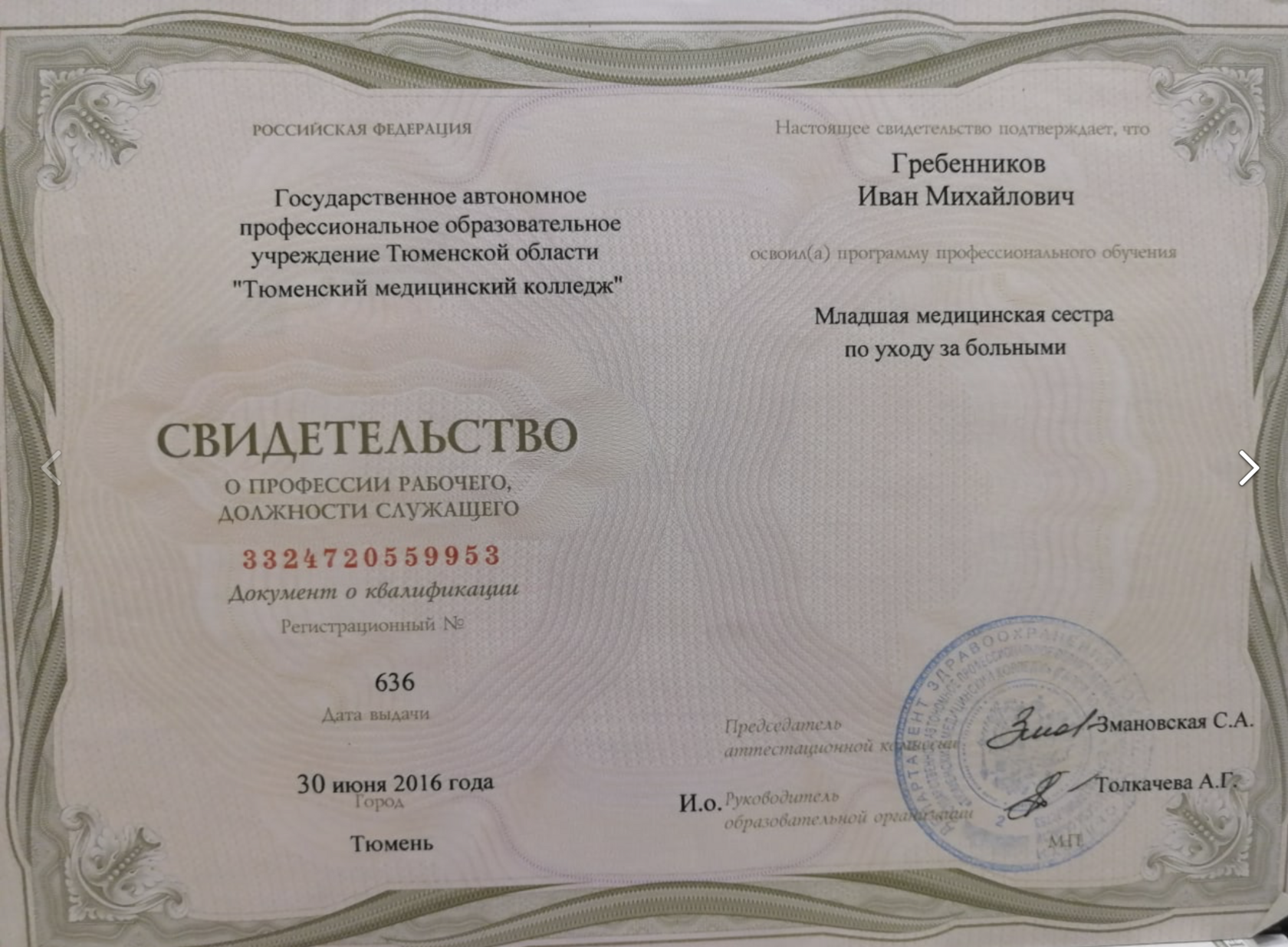 Диплом или сертификат Ивана Гребенникова — 15