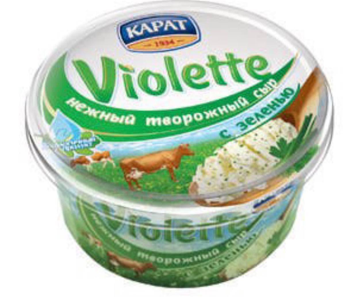 Сыр творожный карат Виолетта с зеленым