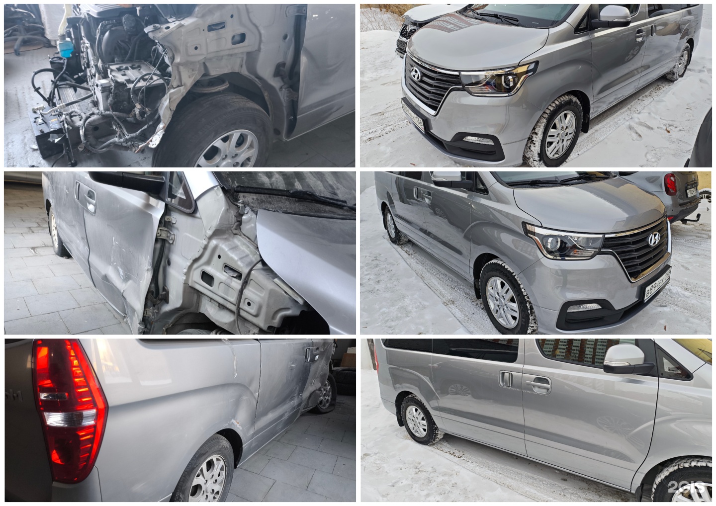 Hyundai Starex: восстановление после фронтального и бокового удара, фото до и после