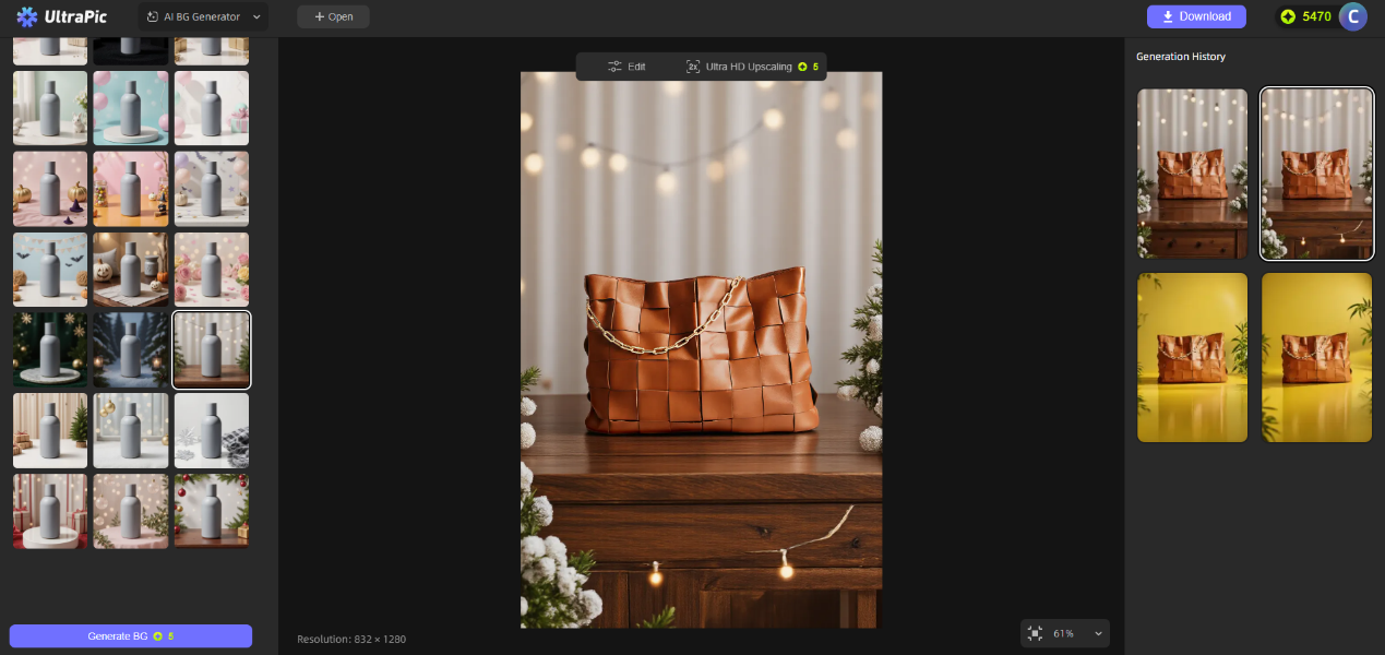 4. You can also change the background color at any time, or apply the provided scene template to preview the effect intuitively.