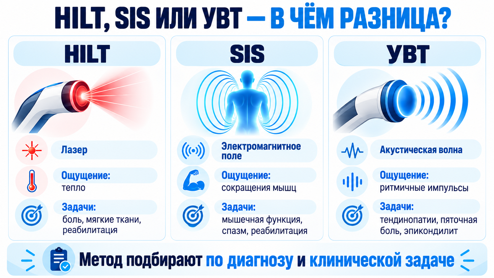 Сравнение HILT SIS и ударно волновой терапии