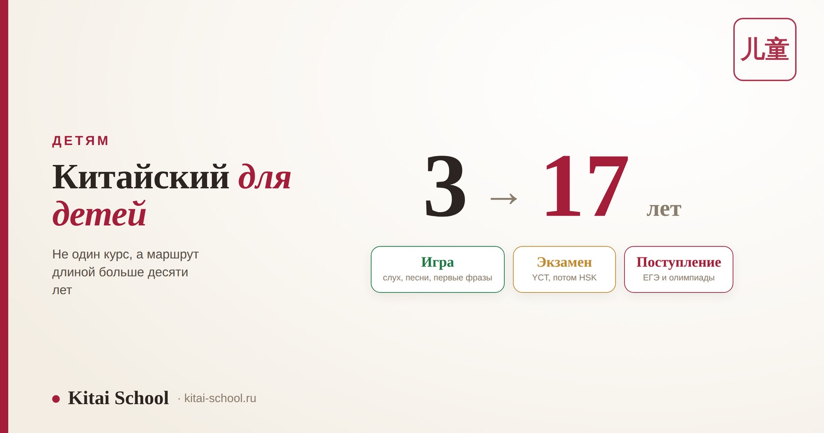Маршрут изучения китайского от трёх до семнадцати лет