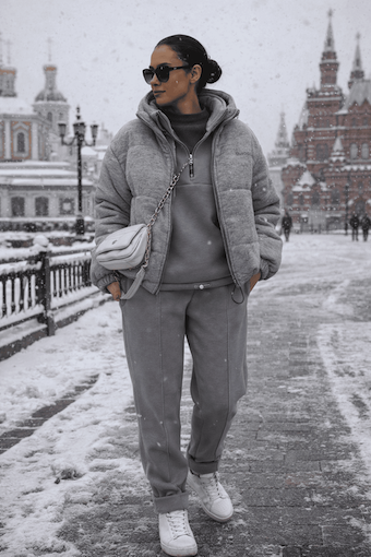 Женский костюм из футера с начёсом KATYA BLANC в зимнем образе