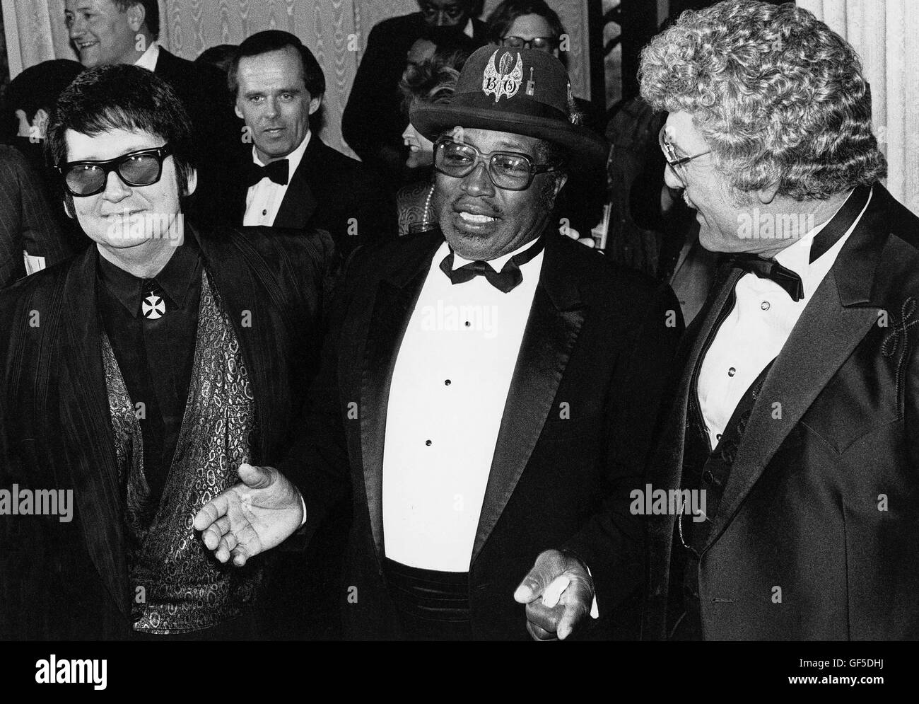 Рой Орбисон, Бо Диддли и Карл Перкинс на церемонии Rock and Roll Hall of Fame 1987 года