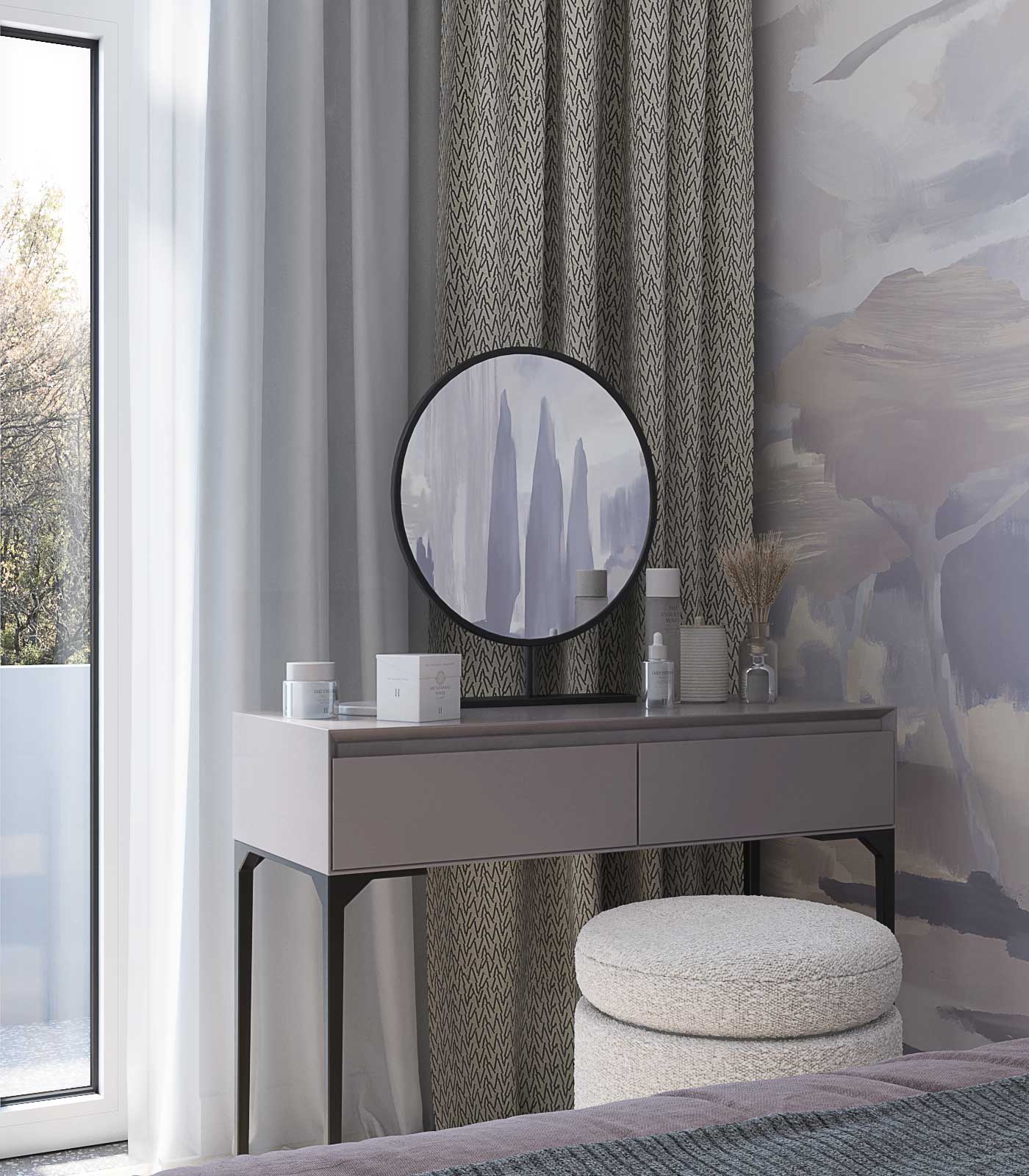  туалетный стол в спальне с зеркалом Шторы в спальне 