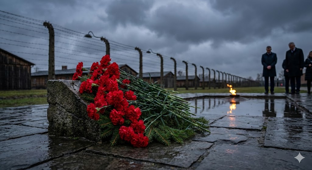 Цветы на мемориале памяти узников концлагерей 11 апреля