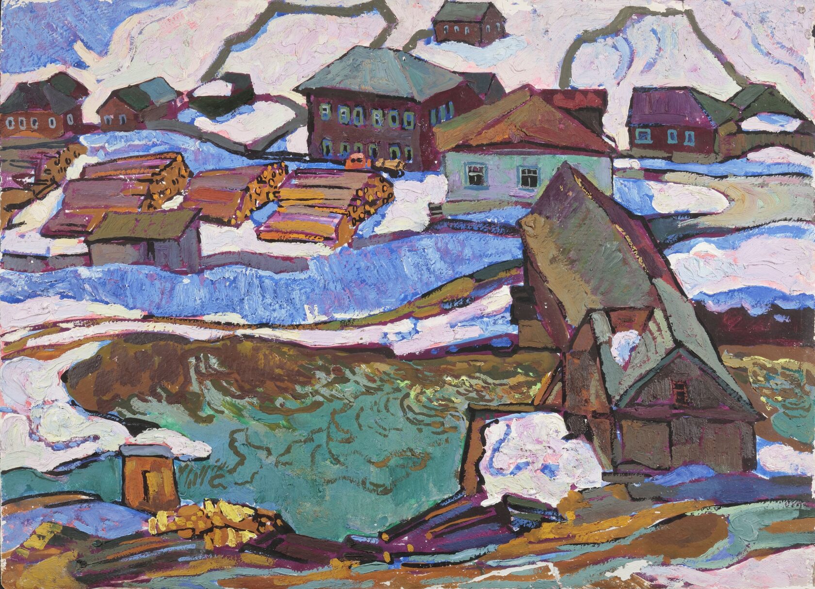 Деревня зимой. Урал. 1960-е 