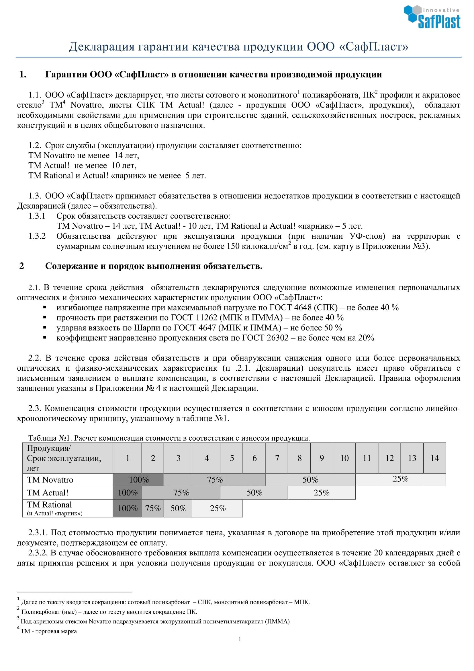 ГОСТ гарантия поликарбонат