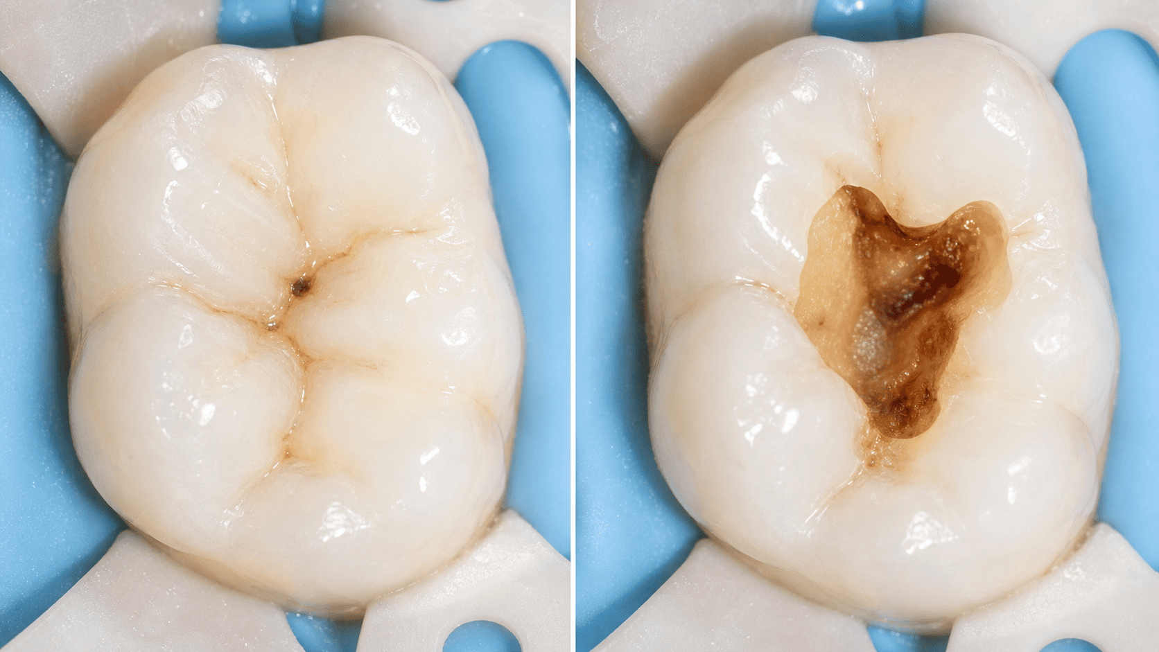 after-molar-realistic.pngМоляр с маленькой точкой кариеса до и после раскрытия скрытой полости