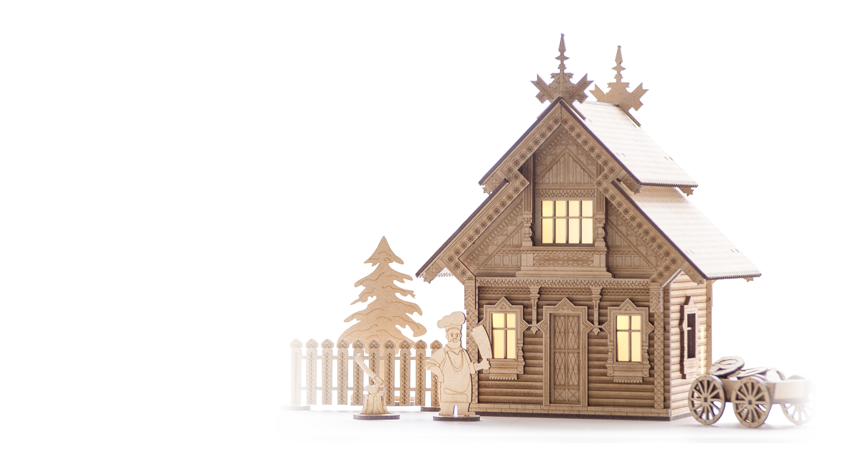 Деревянный конструктор Домик Мяснка