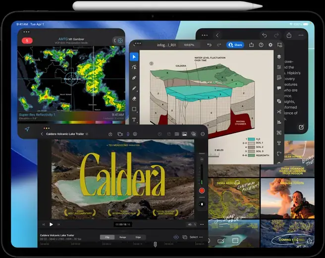Apple Pencil Pro над экраном iPad Pro