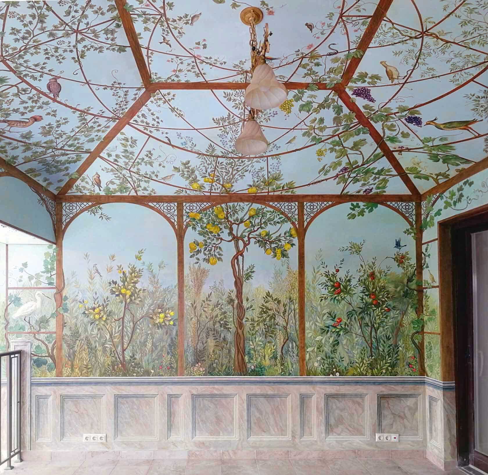 Художественная роспись потолков в Москве, Роспись потолков на заказ, Заказать роспись потолка