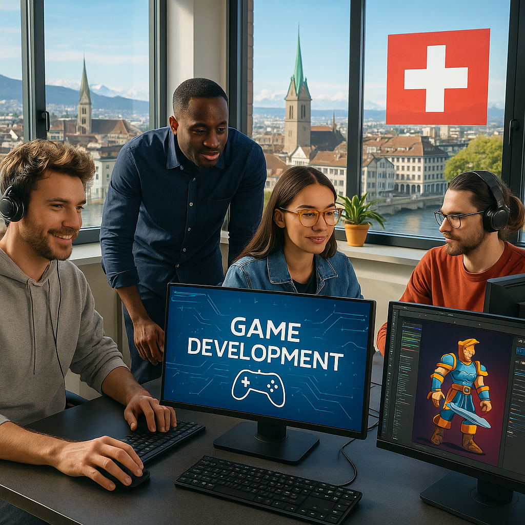 Modern gaming development setup in Switzerland