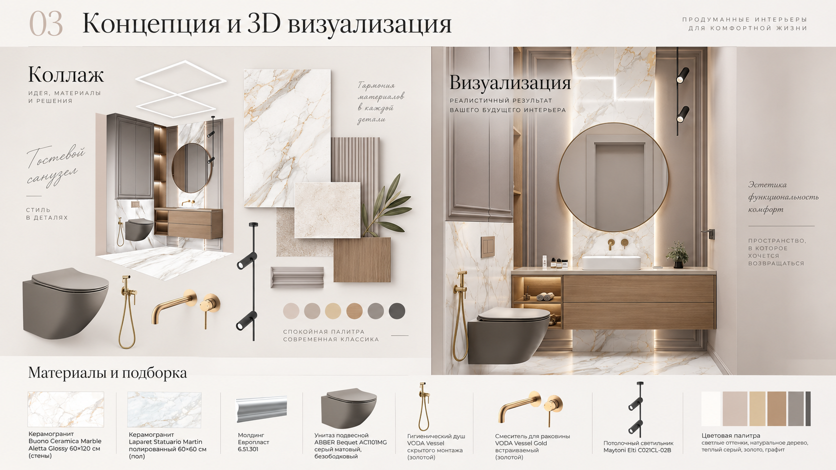 Пример концепции и 3D-визуализации интерьера