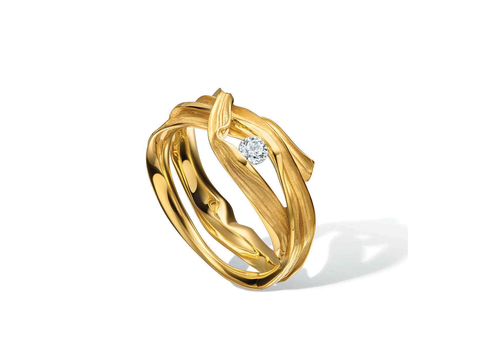 Золотое кольцо ювелирного бренда LARANX с бриллиантом. Высокое ювелирное искусство. 