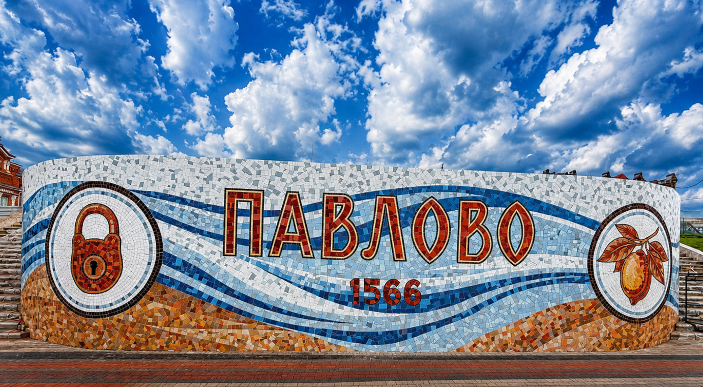 Панно на набережной, Павлово