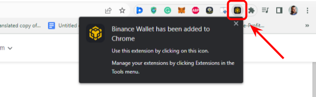 запуск Binance Wallet в браузере Chrome