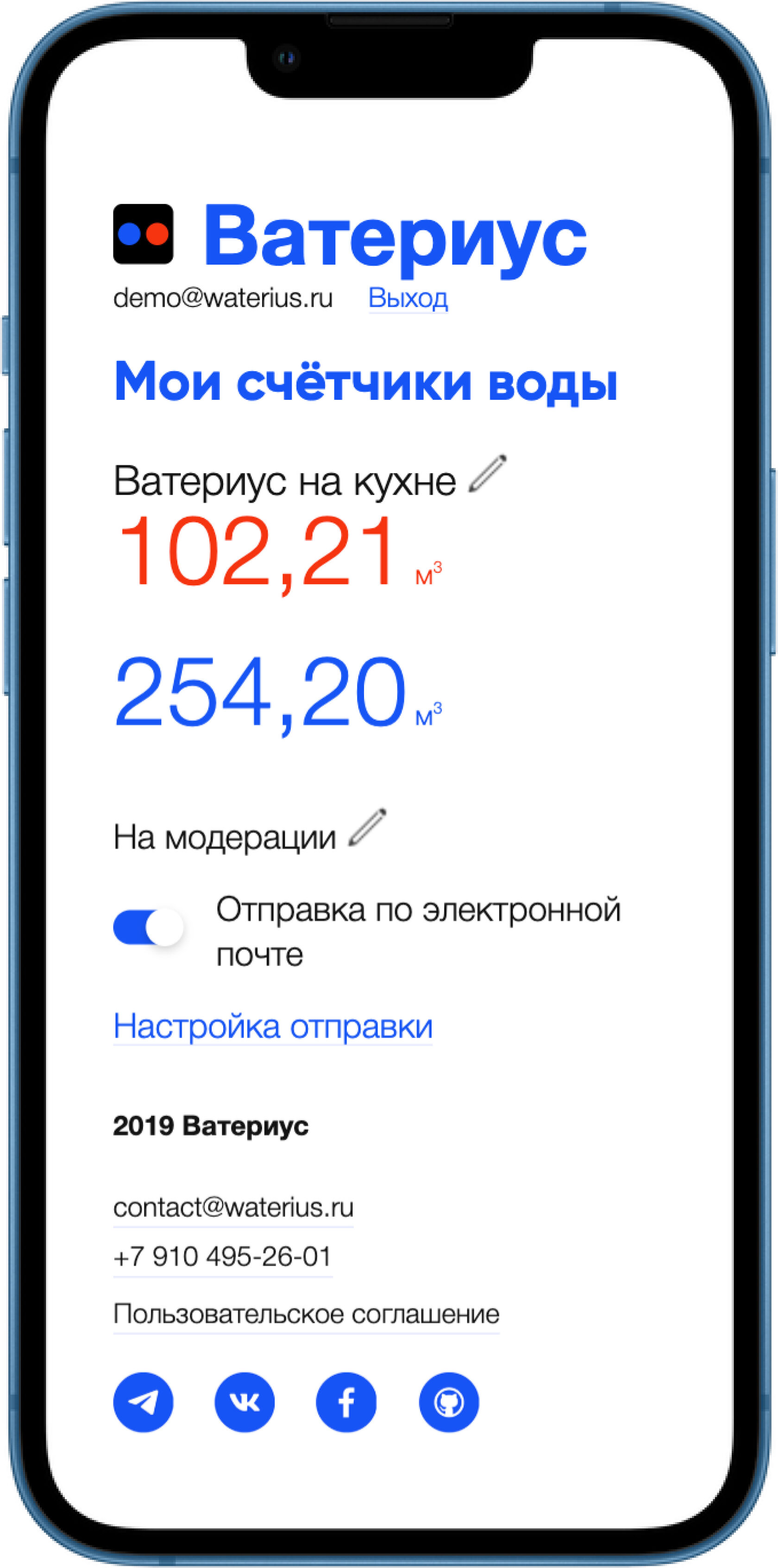 Ватериус — автоматическая передача показаний счётчиков