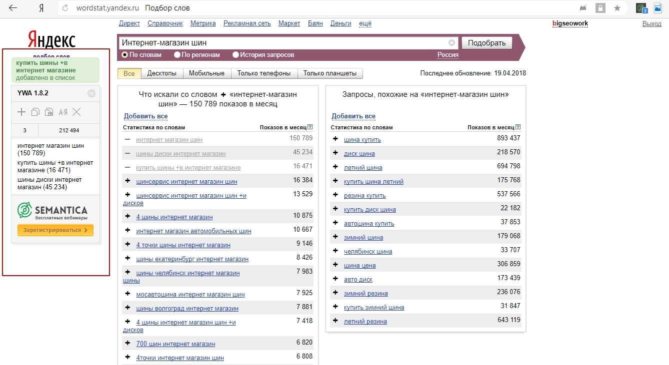 Yandex Wordstat Assistant