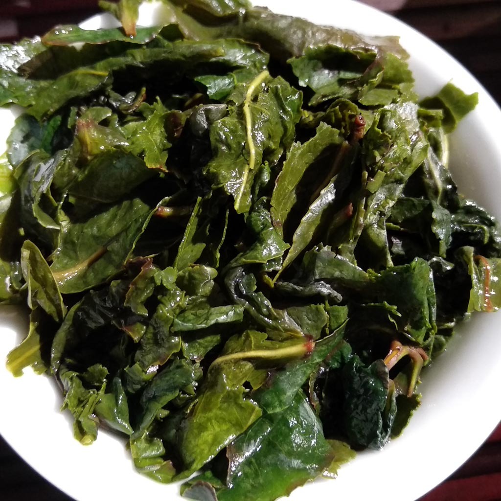 Unfurled Iron Goddess tea leaves