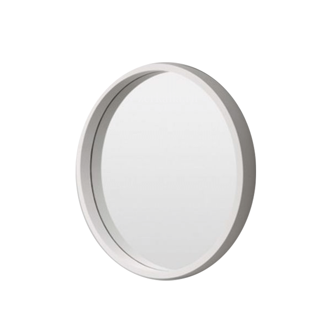 Круглое зеркало в белой раме