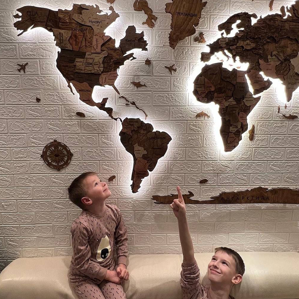 Купить деревянную карту мира с подсветкой. Бесплатная доставка! От ...