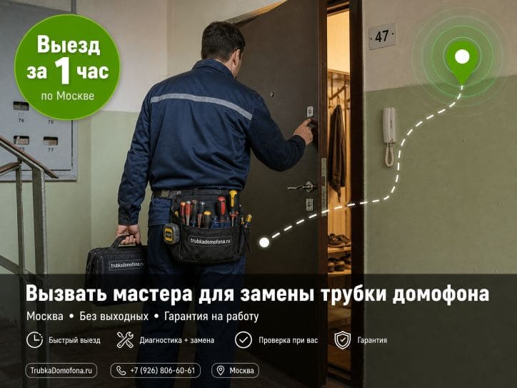 Вызвать мастера для замены трубки домофона в Москве — выезд за 1 час