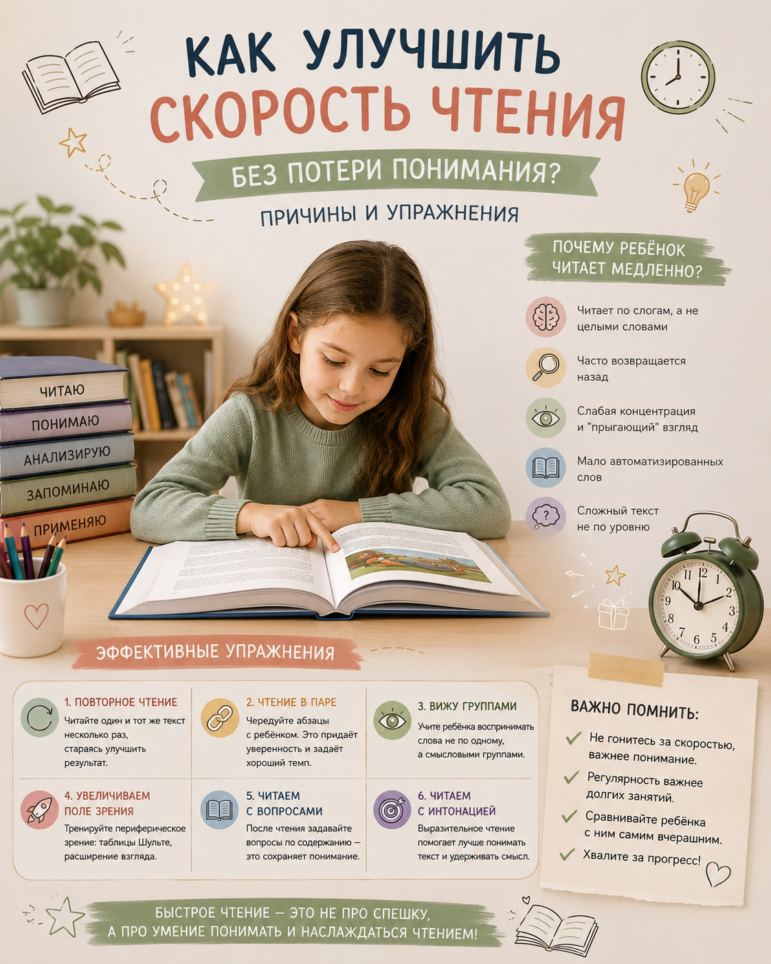 как улучшить скорость чтения ребёнка - Марина Точилина онлайн репетитор по чтению