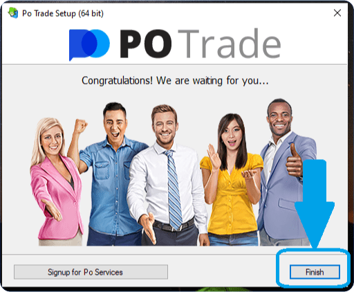  Instalasi aplikasi Pocket Option di PC Windows - proses instalasi selesai - tekan finish