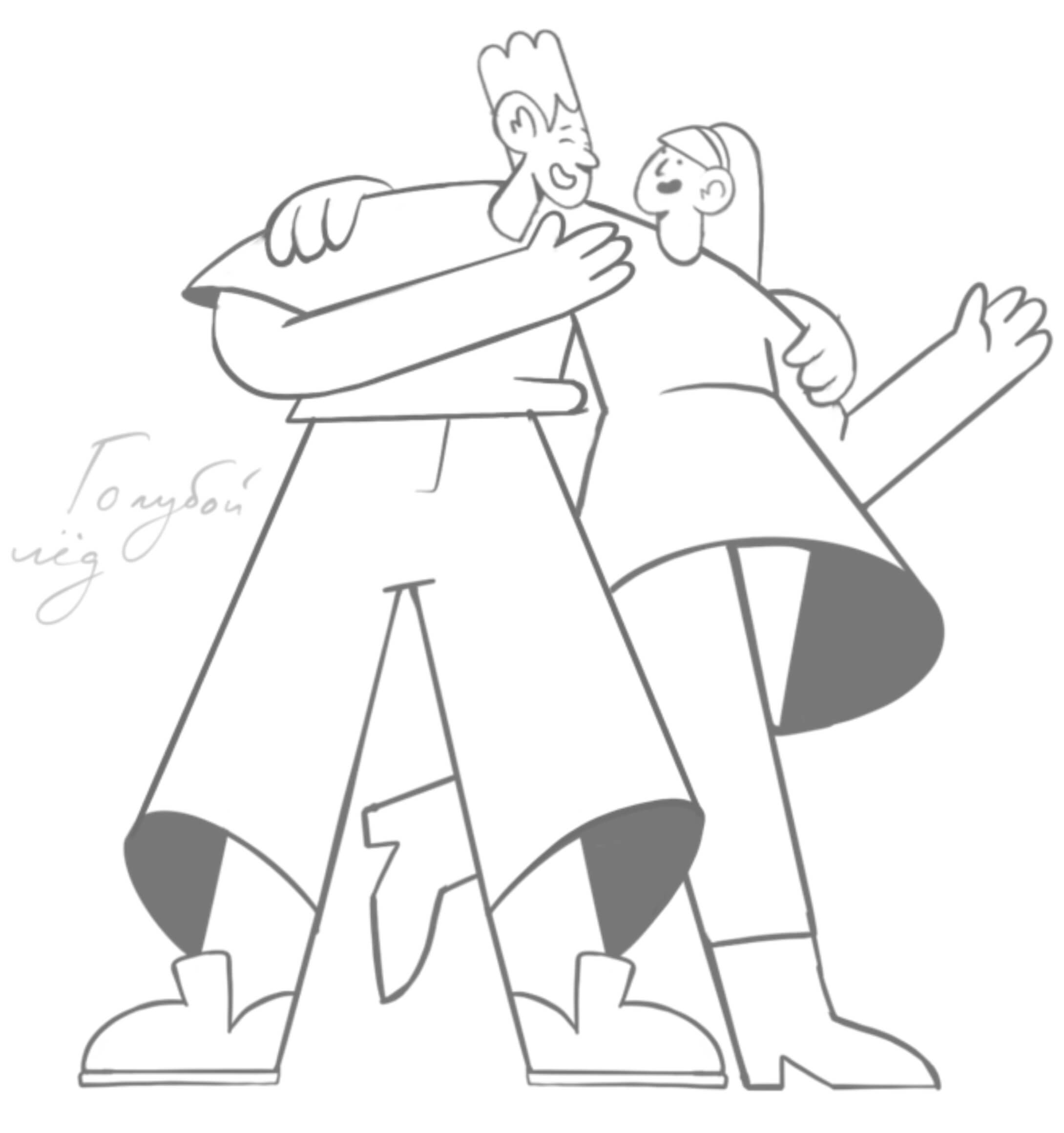 Красочная иллюстрация улыбающейся пары в ярких нарядах – радость общения в искусстве