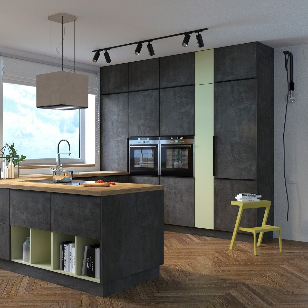 Кухня ПРИМО с фасадами из ЛДСП. Вариант планировки (рендер)