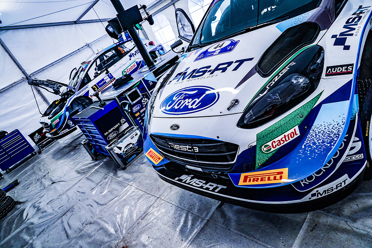 Автомобили Ford Fiesta WRC в расположении команды M-Sport, Arctic Rally Finland 2021