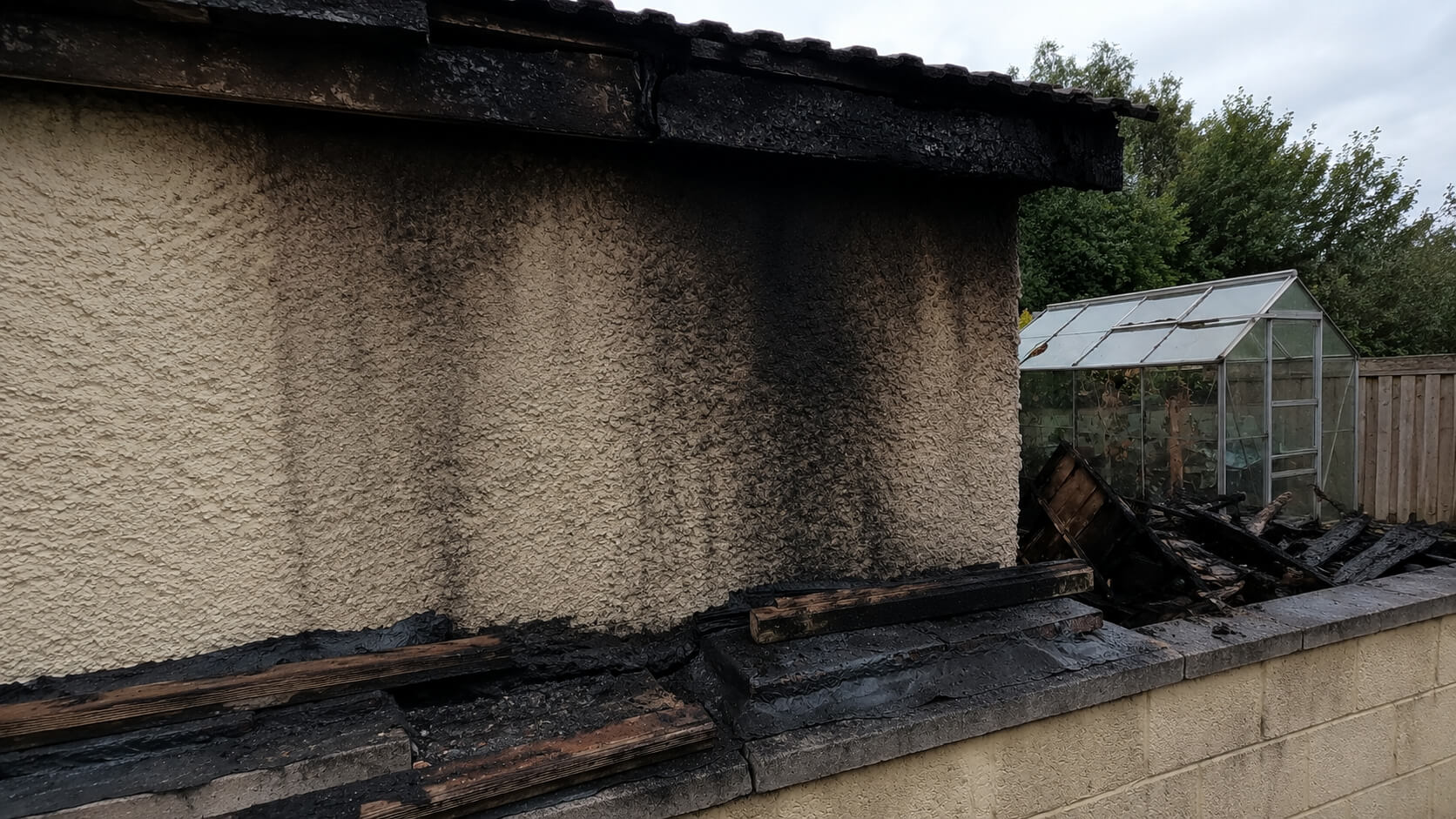 Fire damage around a domestic oil tank area in Skryne, Co. Meath