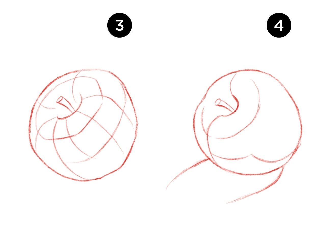 Easy apple drawing guide