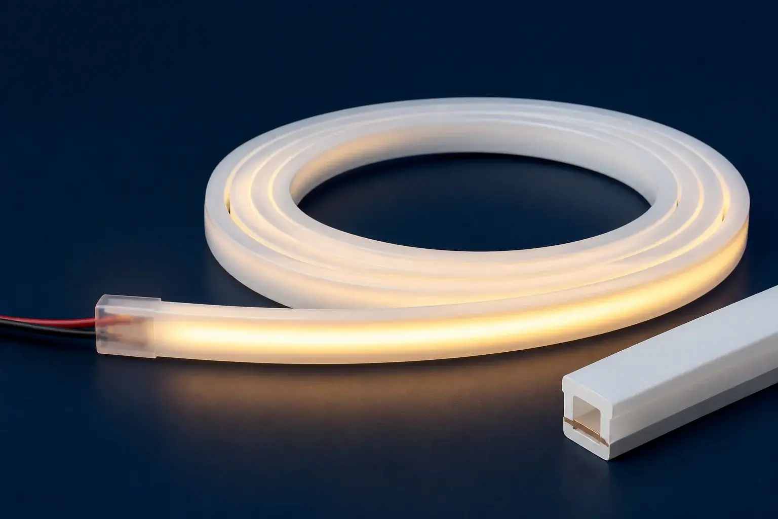 Бухта гибкого LED-неона и увеличенное сечение силиконового профиля